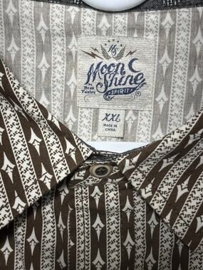 Moon Shine Spirit Brad Paisley Mens XXL Western Shirt Brown Geometric Pearl Snap
